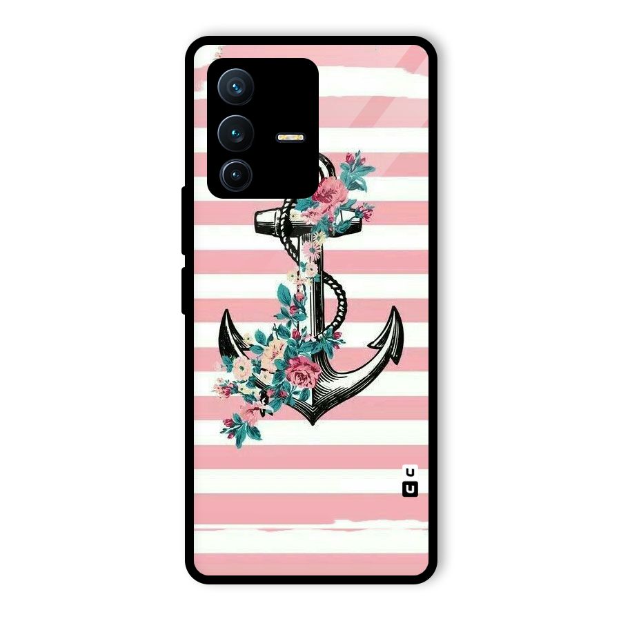 Floral Anchor Glass Back Case for Vivo V23 Pro