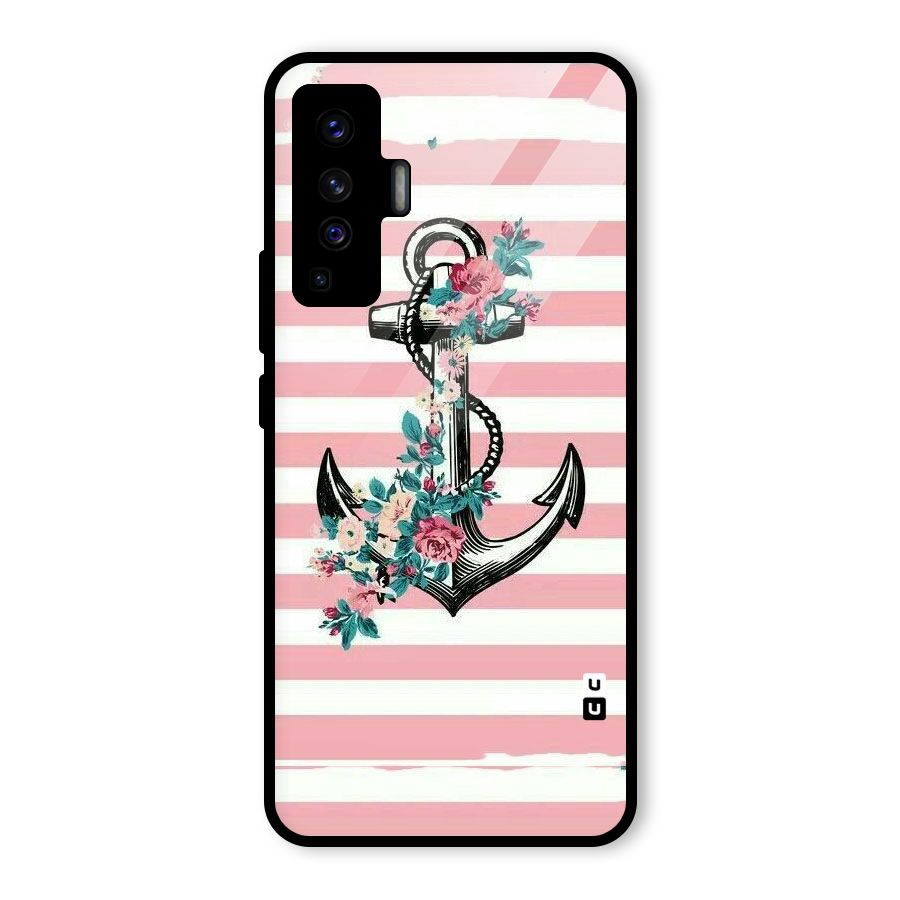 Floral Anchor Glass Back Case for Vivo X50