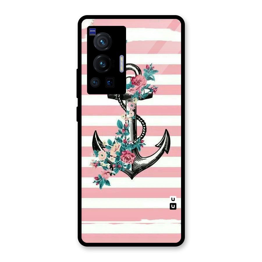 Floral Anchor Glass Back Case for Vivo X70 Pro