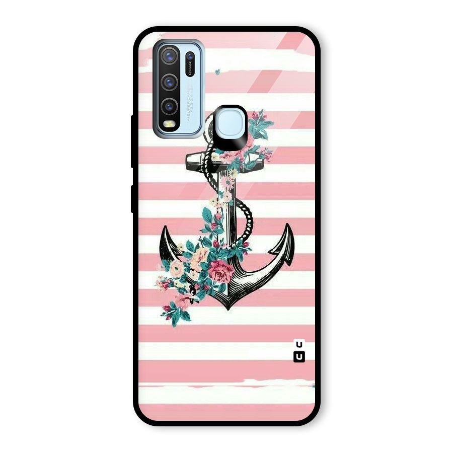 Floral Anchor Glass Back Case for Vivo Y30