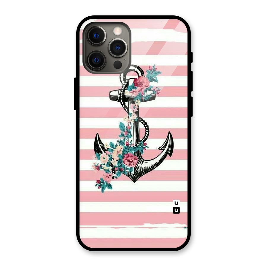 Floral Anchor Glass Back Case for iPhone 12 Pro Max