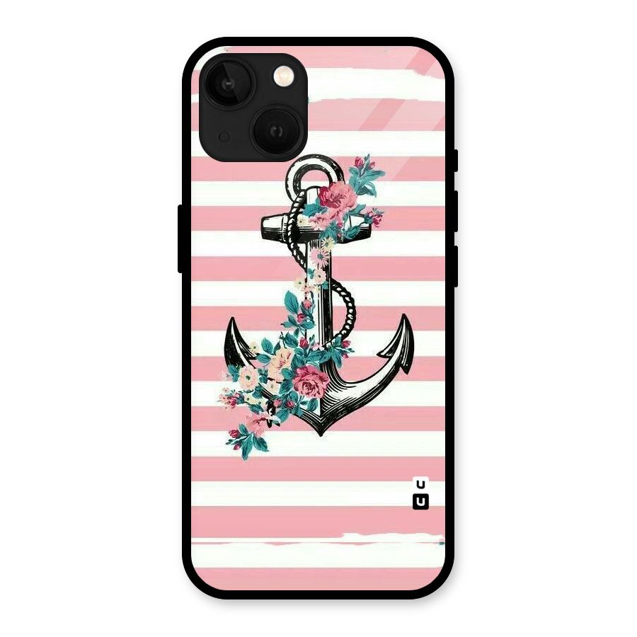 Floral Anchor Glass Back Case for iPhone 13