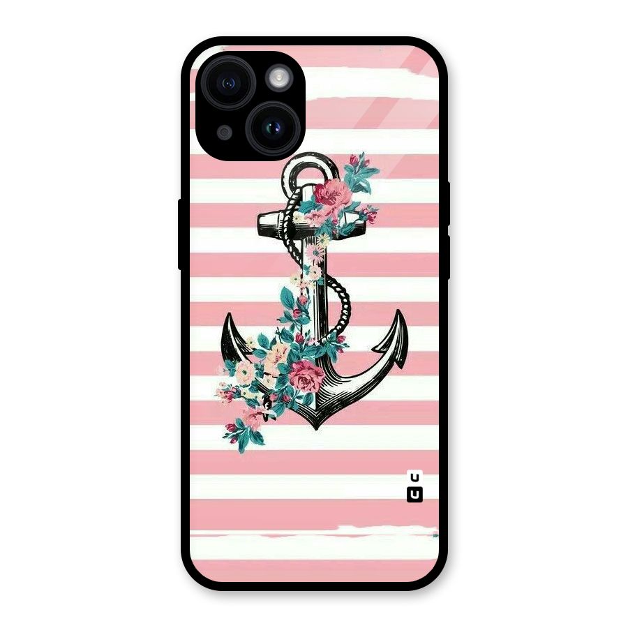 Floral Anchor Glass Back Case for iPhone 14