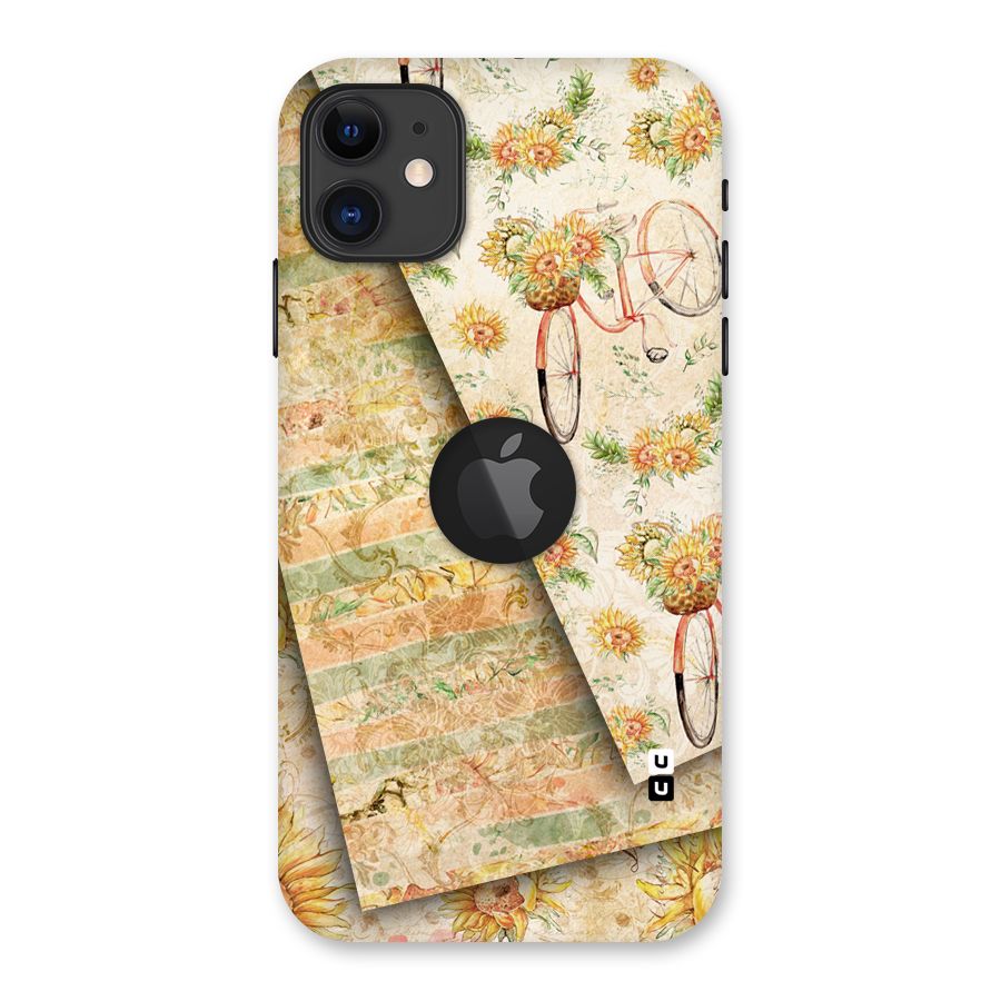 Floral Bicycle Back Case for iPhone 11 Logo Cut