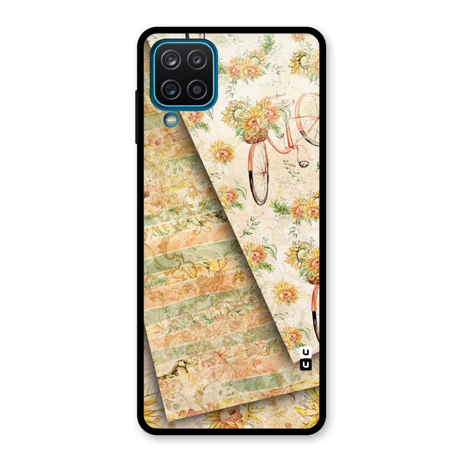 Floral Bicycle Glass Back Case for Galaxy A12