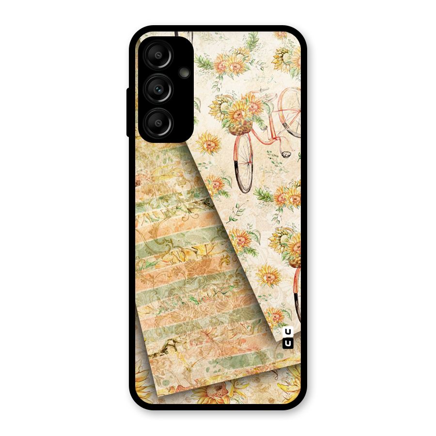 Floral Bicycle Glass Back Case for Galaxy A14 5G