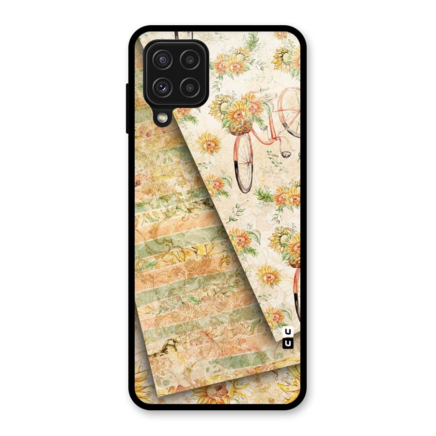 Floral Bicycle Glass Back Case for Galaxy A22 4G