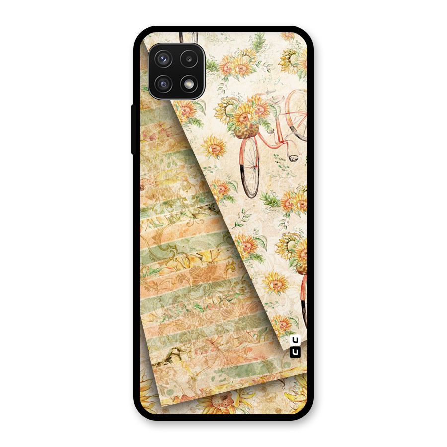 Floral Bicycle Glass Back Case for Galaxy A22 5G
