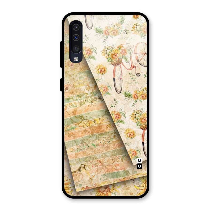 Floral Bicycle Glass Back Case for Galaxy A30s