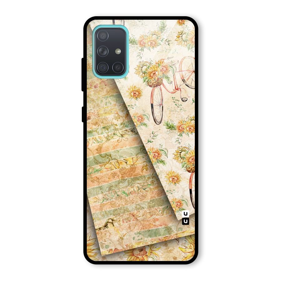 Floral Bicycle Glass Back Case for Galaxy A71