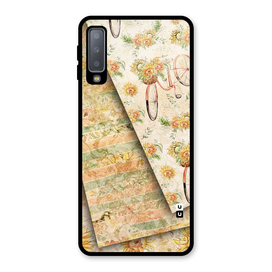 Floral Bicycle Glass Back Case for Galaxy A7 (2018)