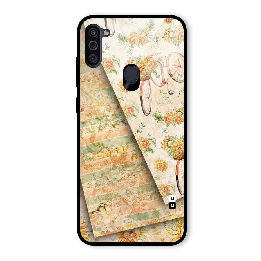 Floral Bicycle Glass Back Case for Galaxy M11