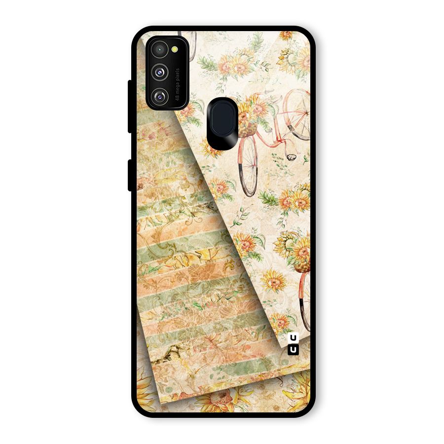 Floral Bicycle Glass Back Case for Galaxy M30s