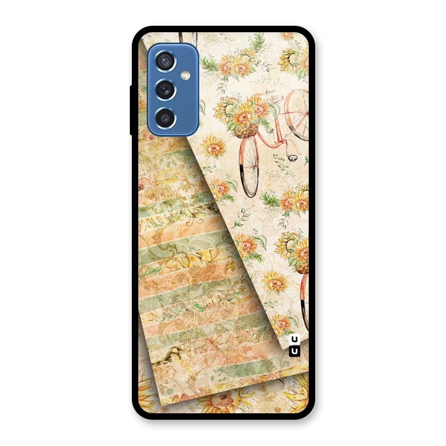 Floral Bicycle Glass Back Case for Galaxy M52 5G