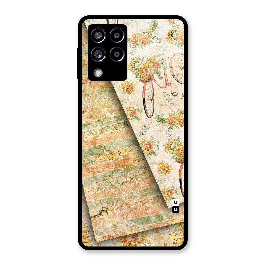 Floral Bicycle Glass Back Case for Galaxy M53 5G