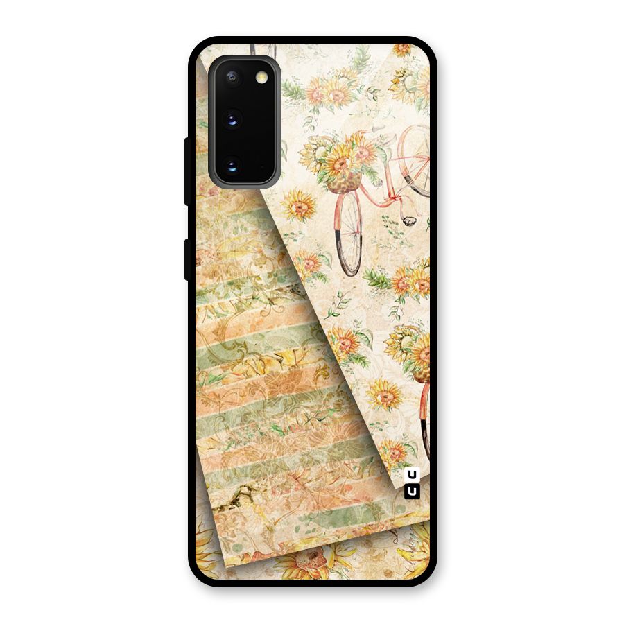 Floral Bicycle Glass Back Case for Galaxy S20