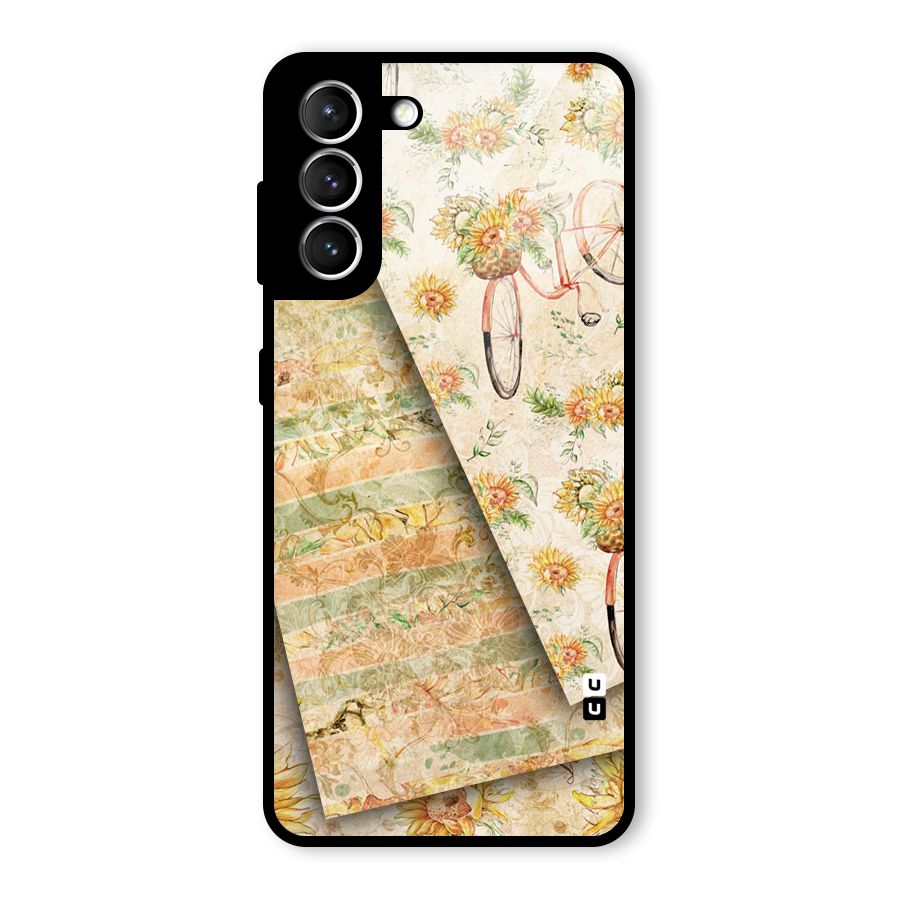 Floral Bicycle Glass Back Case for Galaxy S21 5G