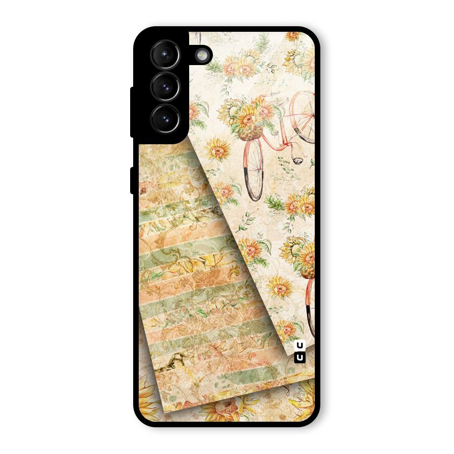 Floral Bicycle Glass Back Case for Galaxy S21 Plus