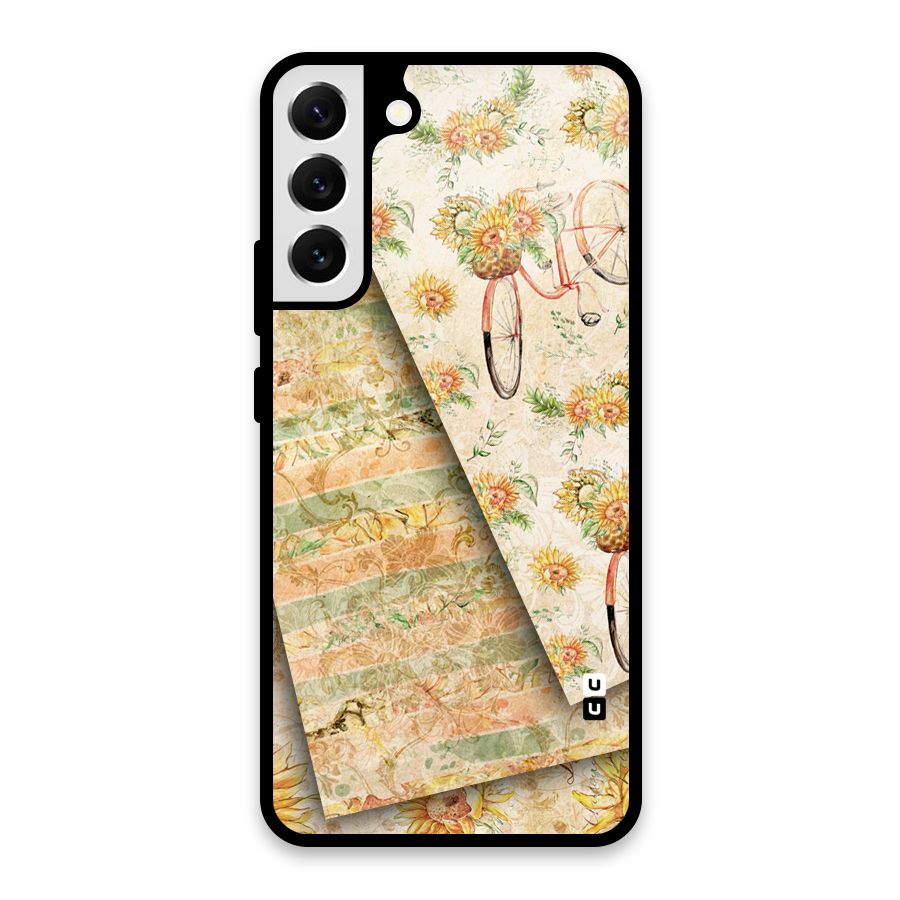 Floral Bicycle Glass Back Case for Galaxy S22 Plus 5G