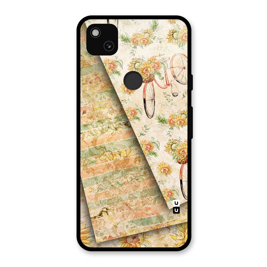 Floral Bicycle Glass Back Case for Google Pixel 4a
