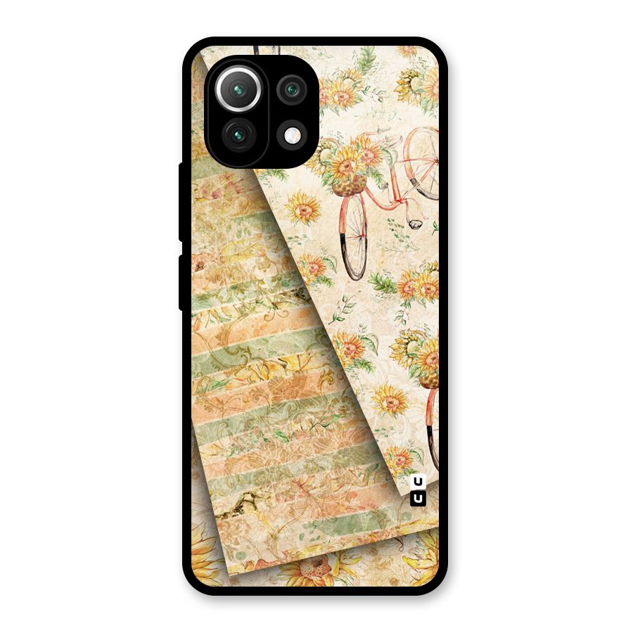 Floral Bicycle Glass Back Case for Mi 11 Lite NE 5G