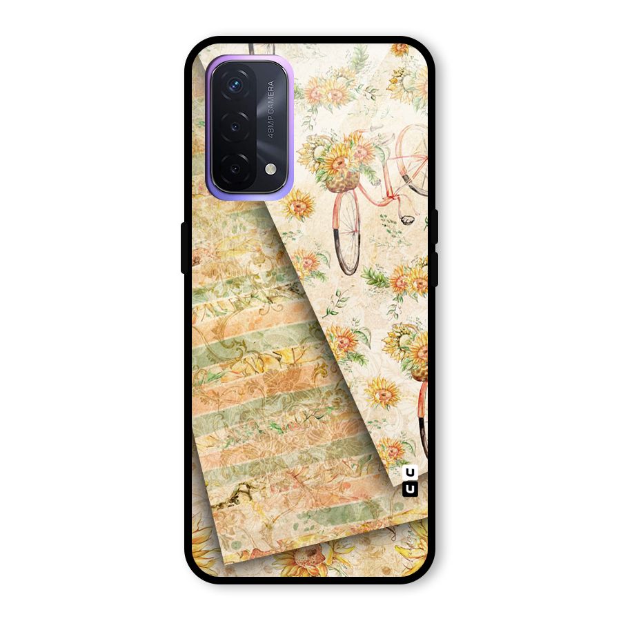 Floral Bicycle Glass Back Case for Oppo A74 5G