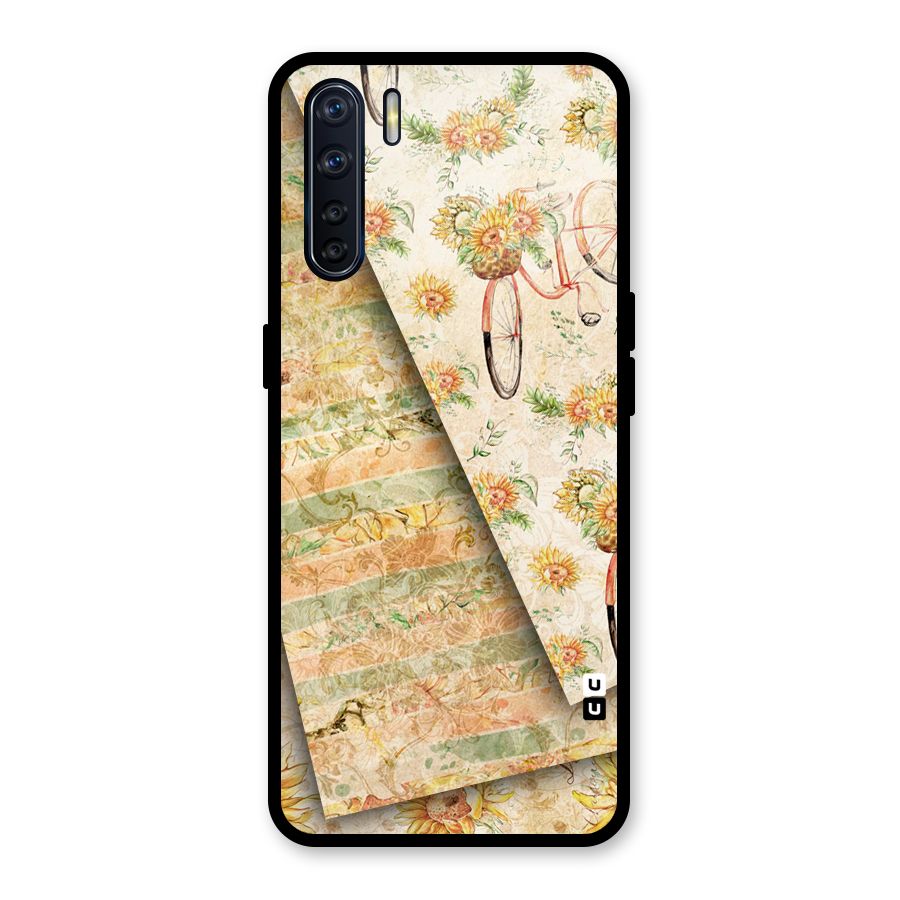 Floral Bicycle Glass Back Case for Oppo F15
