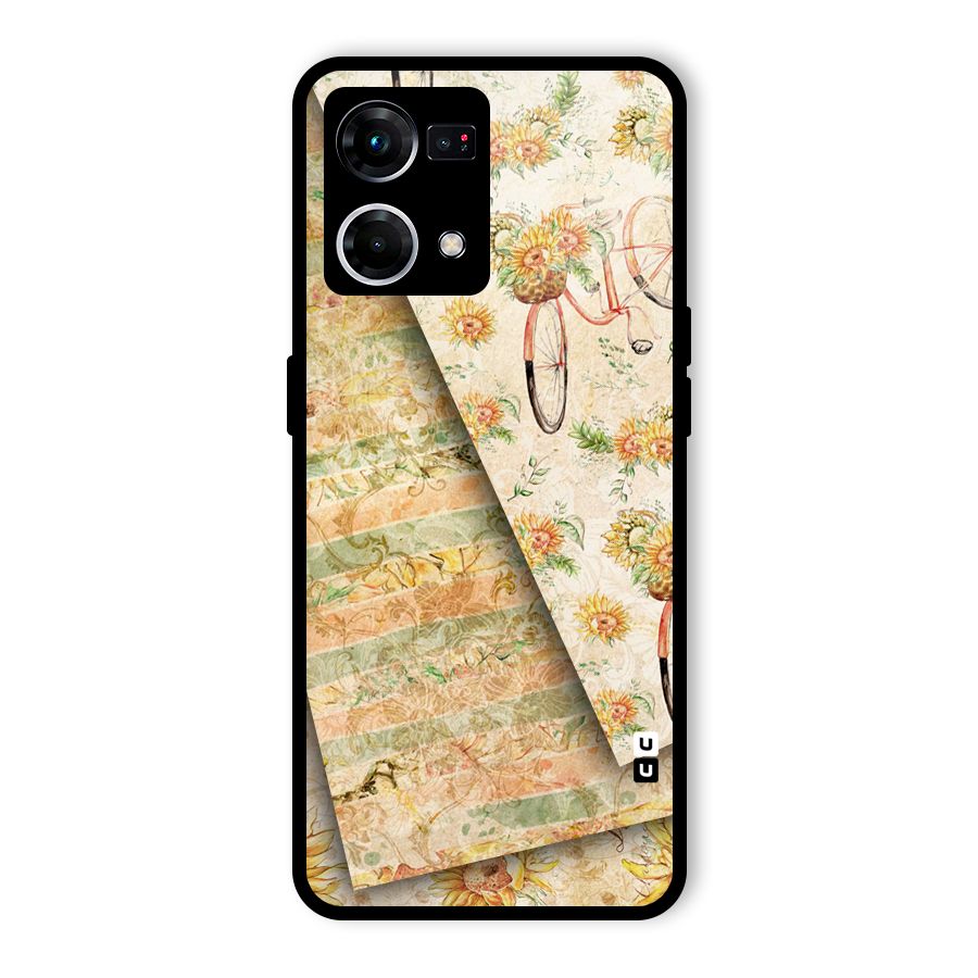 Floral Bicycle Glass Back Case for Oppo F21 Pro 5G