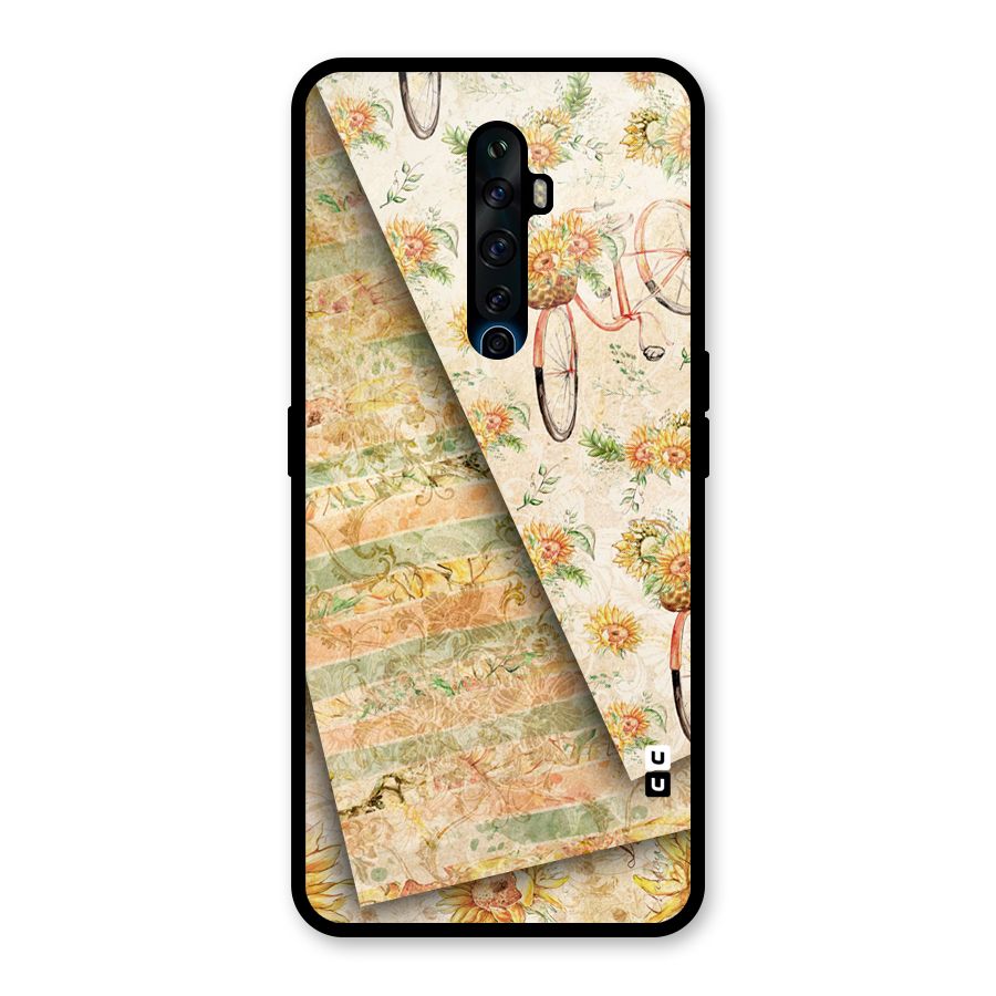 Floral Bicycle Glass Back Case for Oppo Reno2 Z