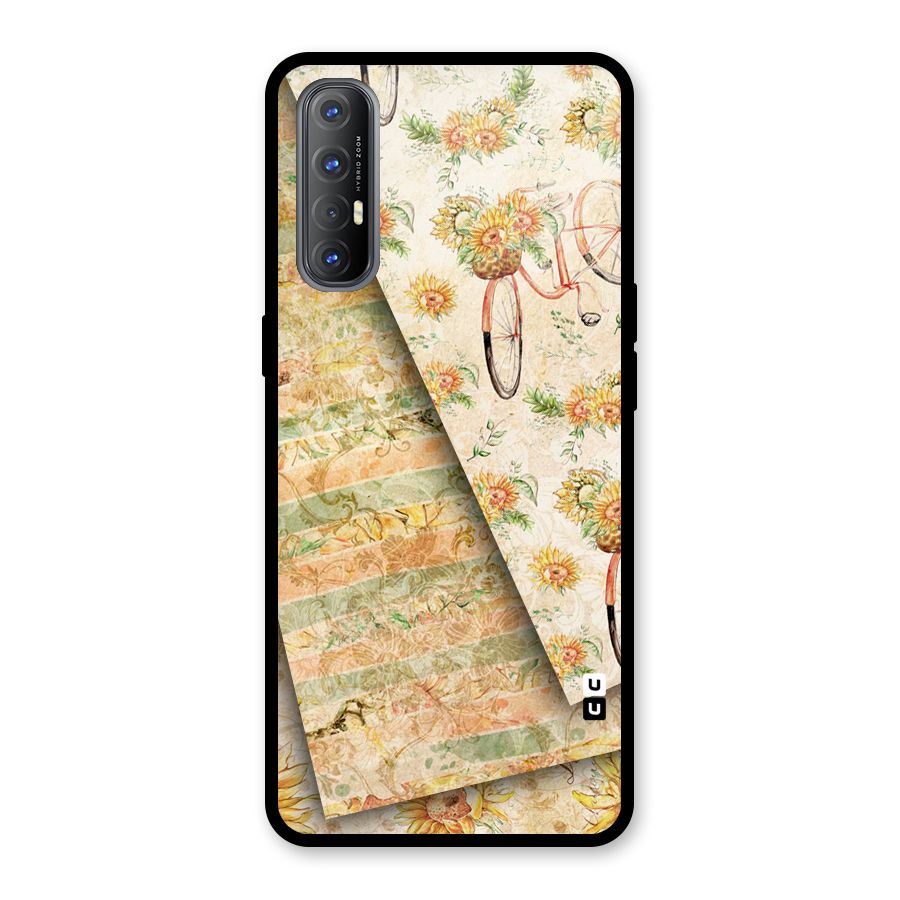 Floral Bicycle Glass Back Case for Oppo Reno3 Pro