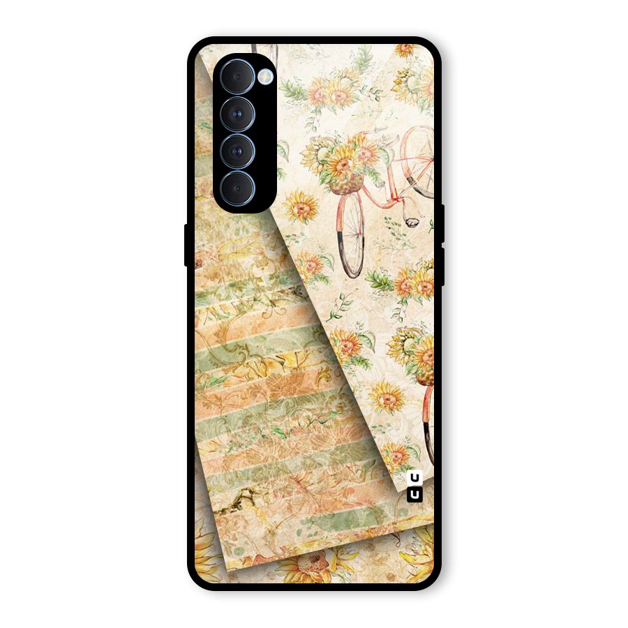 Floral Bicycle Glass Back Case for Oppo Reno4 Pro