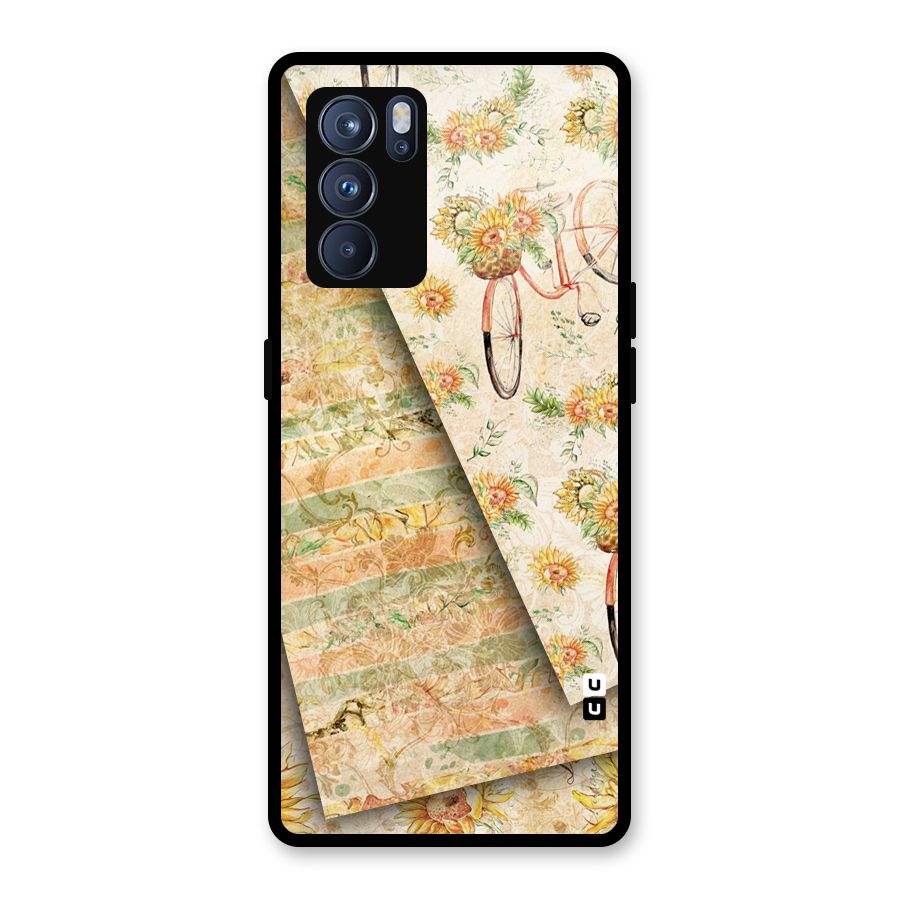 Floral Bicycle Glass Back Case for Oppo Reno6 Pro 5G