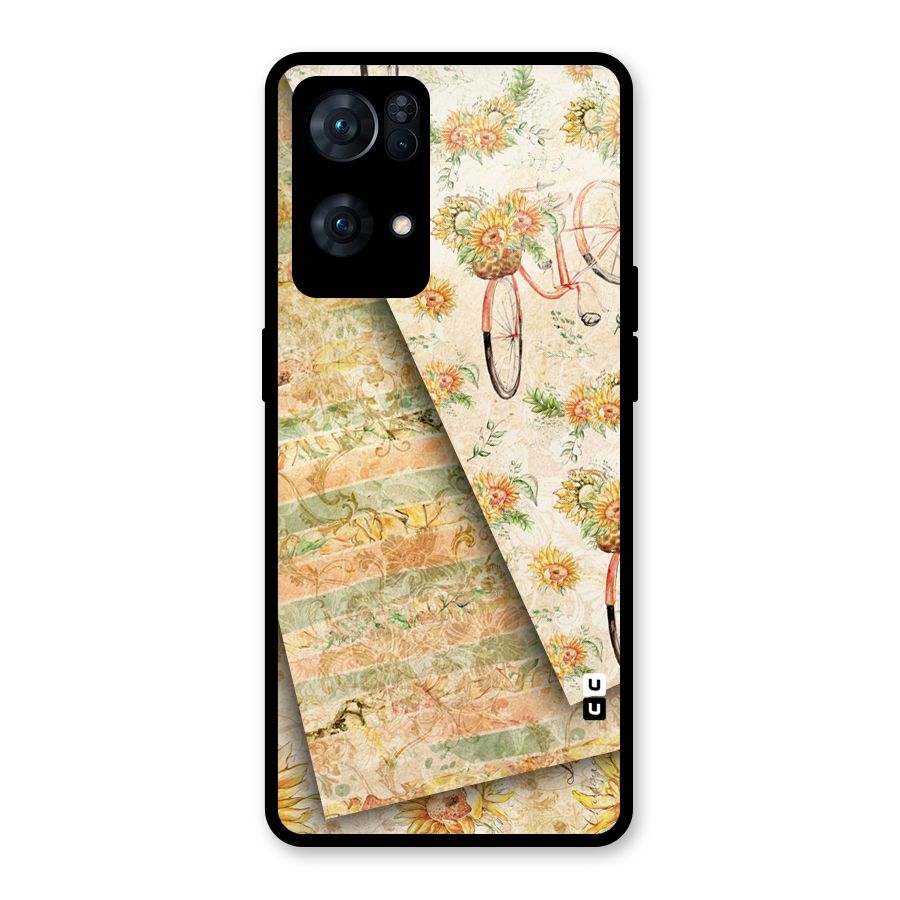 Floral Bicycle Glass Back Case for Oppo Reno7 Pro 5G