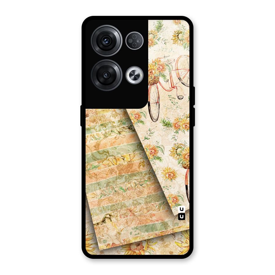 Floral Bicycle Glass Back Case for Oppo Reno8 Pro 5G