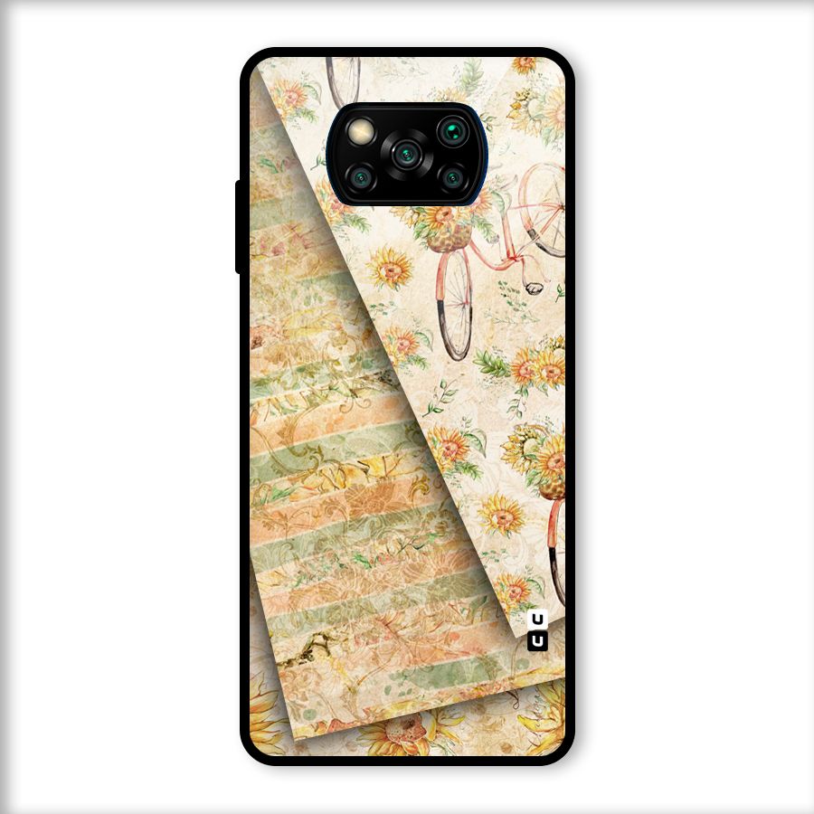 Floral Bicycle Glass Back Case for Poco X3