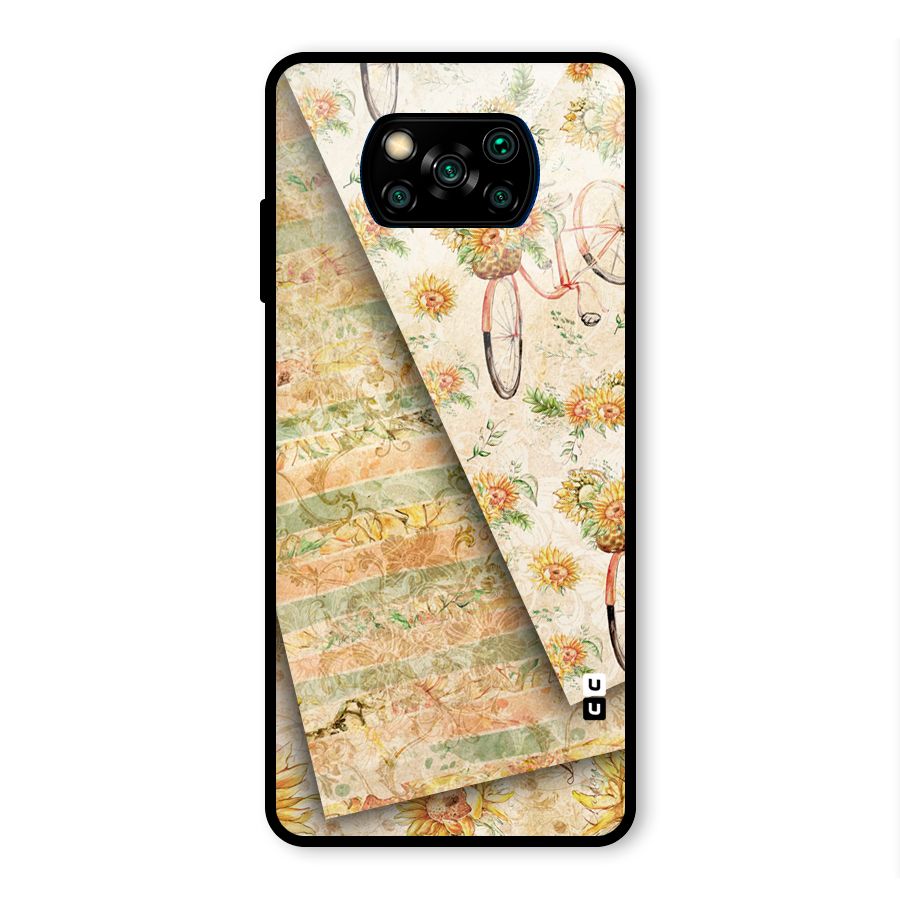 Floral Bicycle Glass Back Case for Poco X3 Pro