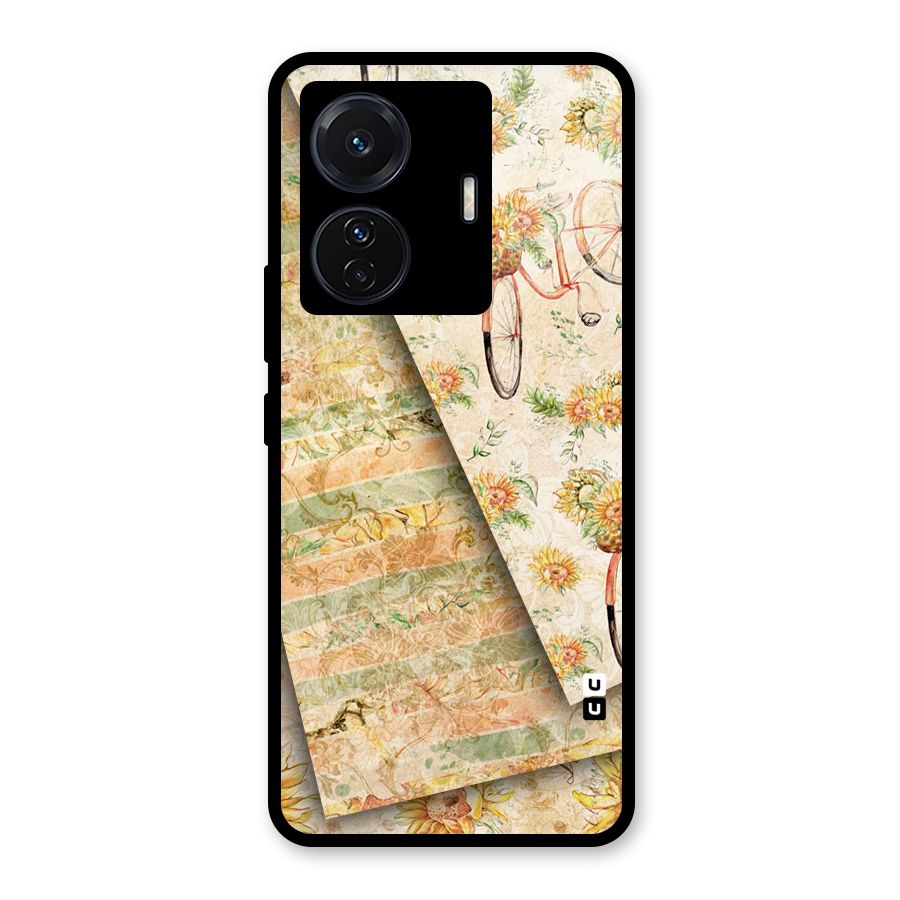 Floral Bicycle Glass Back Case for Vivo T1 Pro