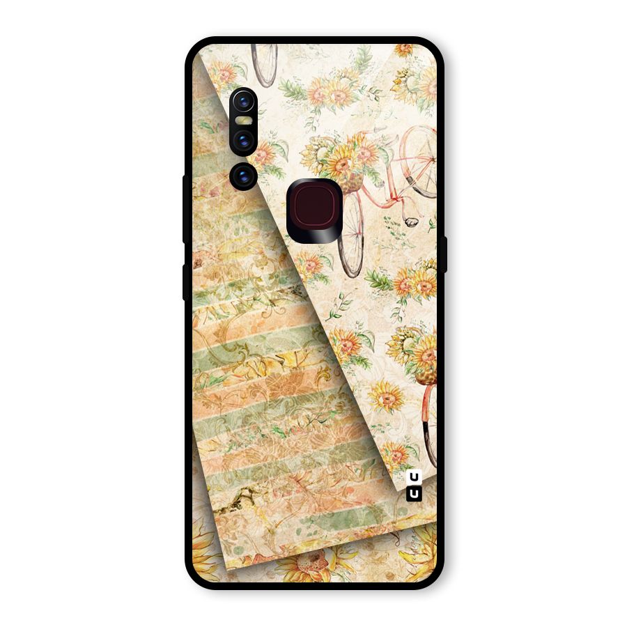 Floral Bicycle Glass Back Case for Vivo V15