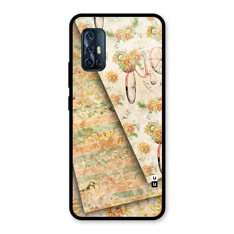 Floral Bicycle Glass Back Case for Vivo V17