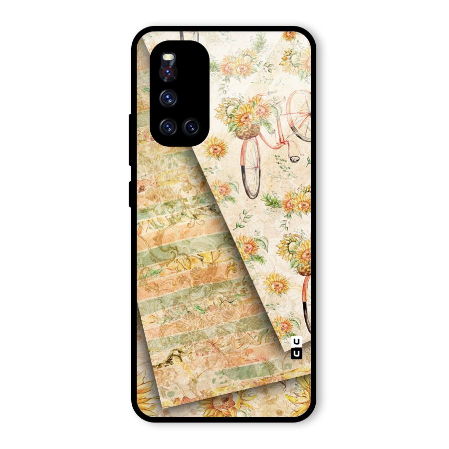 Floral Bicycle Glass Back Case for Vivo V19