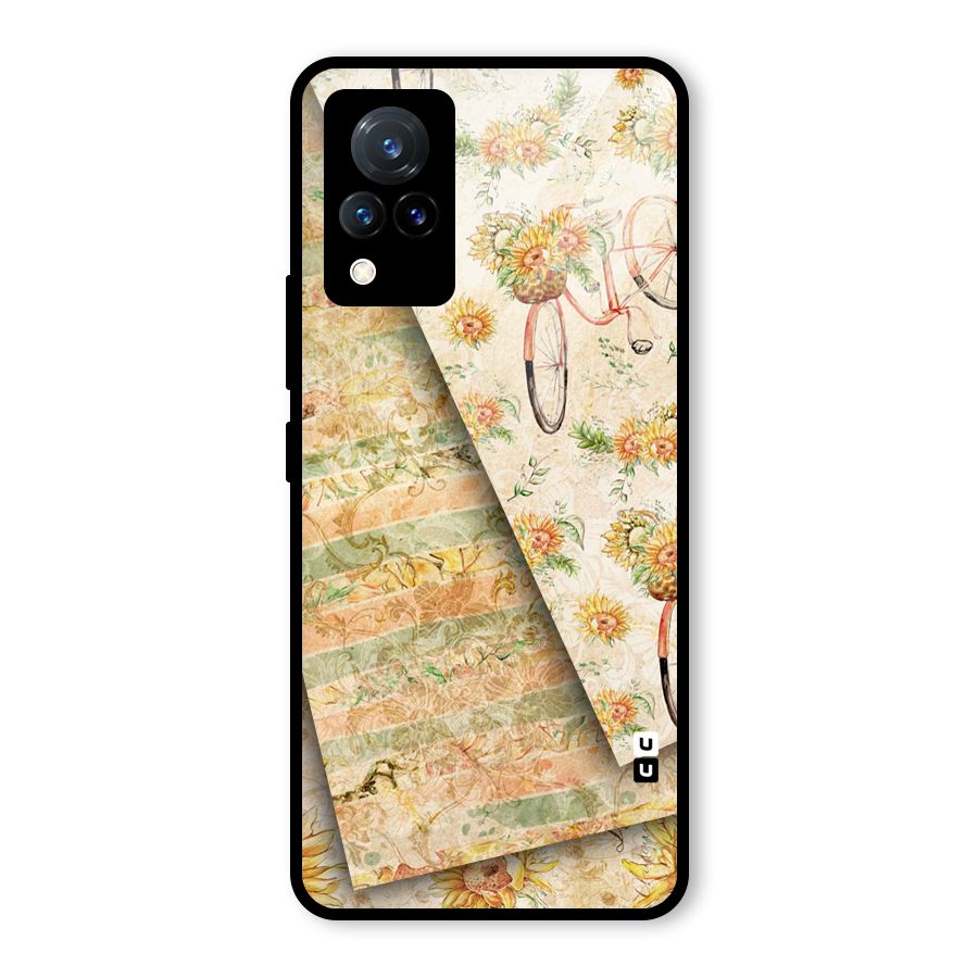 Floral Bicycle Glass Back Case for Vivo V21 5G