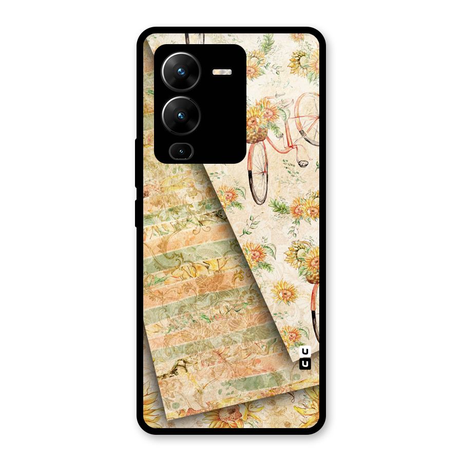 Floral Bicycle Glass Back Case for Vivo V25 Pro