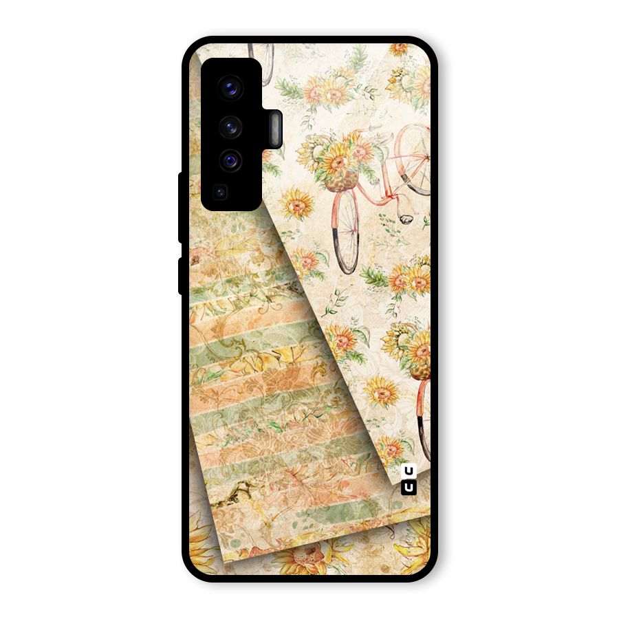 Floral Bicycle Glass Back Case for Vivo X50