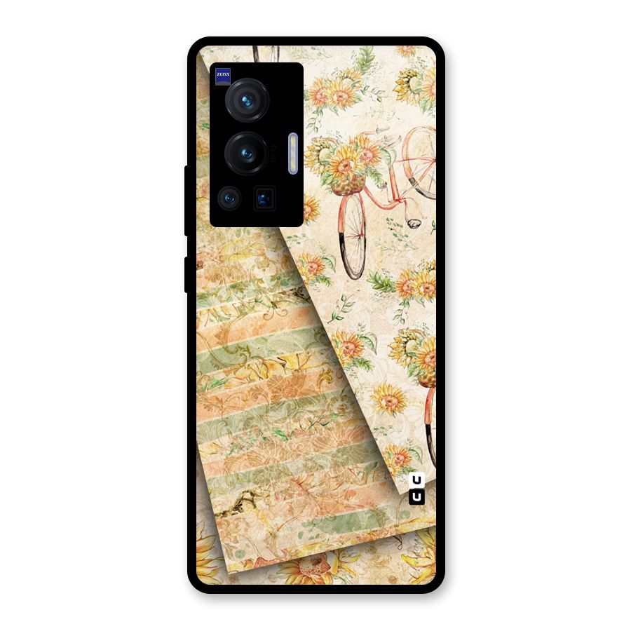 Floral Bicycle Glass Back Case for Vivo X70 Pro