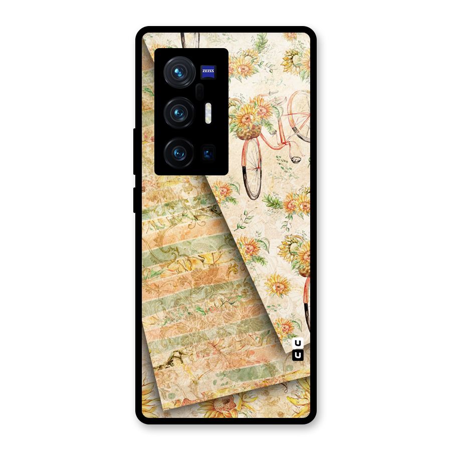 Floral Bicycle Glass Back Case for Vivo X70 Pro Plus
