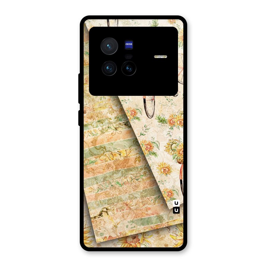 Floral Bicycle Glass Back Case for Vivo X80