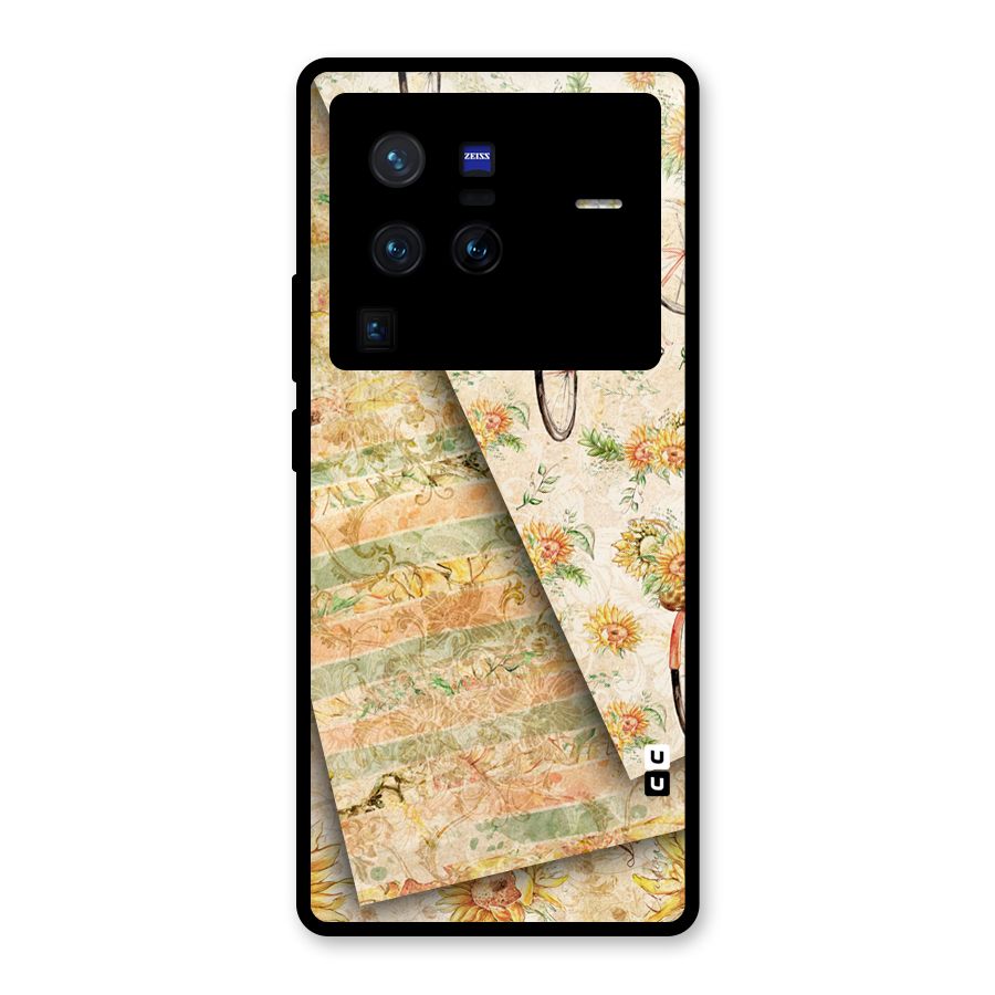 Floral Bicycle Glass Back Case for Vivo X80 Pro