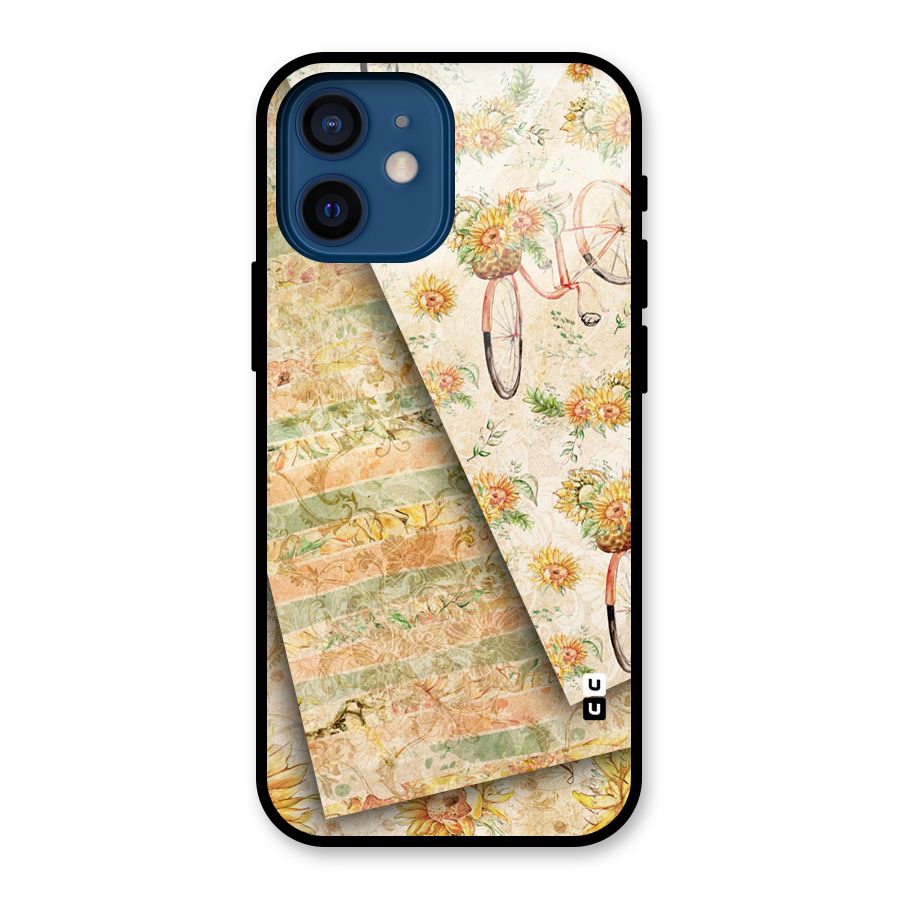Floral Bicycle Glass Back Case for iPhone 12 Mini