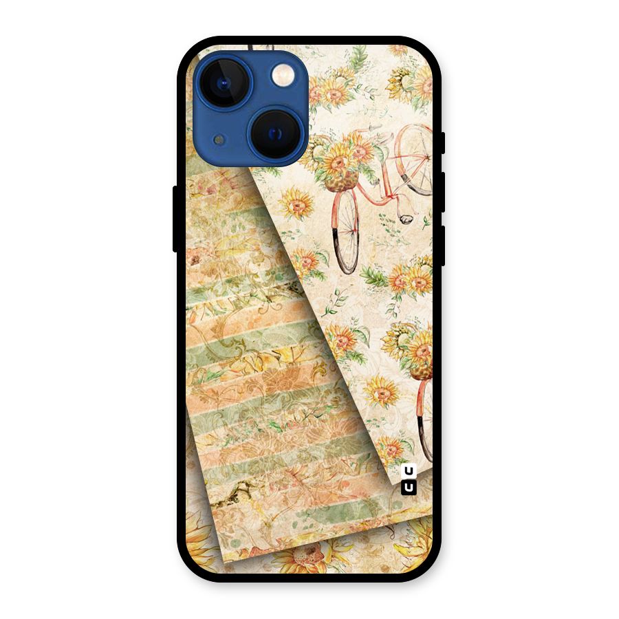 Floral Bicycle Glass Back Case for iPhone 13 Mini