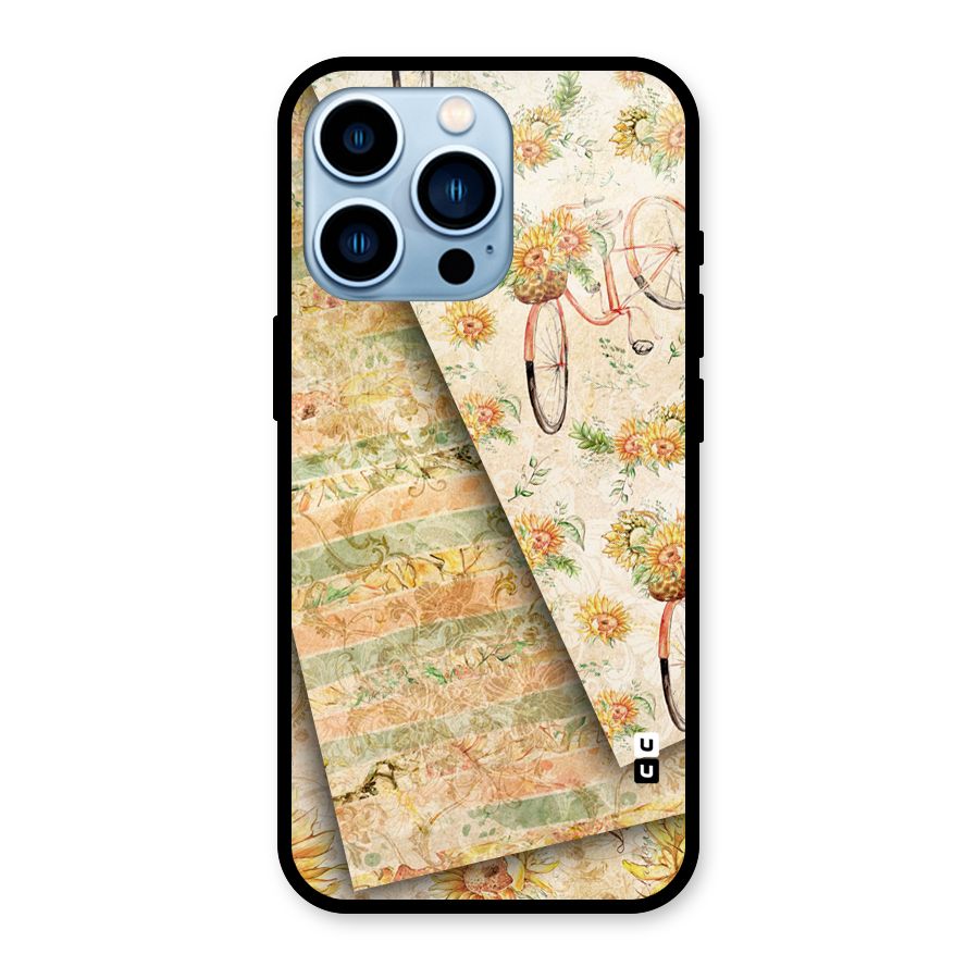 Floral Bicycle Glass Back Case for iPhone 13 Pro